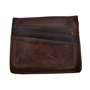 Vintage Orvis Mens Slim Brown Leather Card Wallet